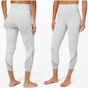 Lululemon Wunder Under Crop II Roll Down Scallop Leggings Grey Mesh‎ Sz 4 or 6